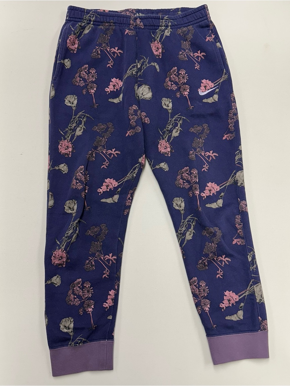 Nike Sportswear Club Fleece Joggers Floral Training Sweatpants Mens Large Purple